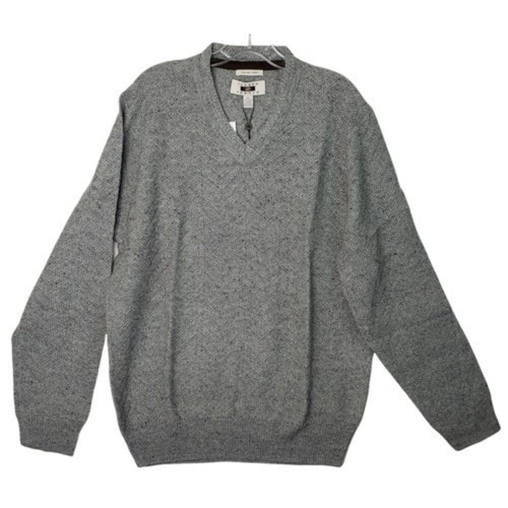 Joseph Abboud Mens XL Gray Italian Yarn Wool Blend V Neck‎ Sweater Classic Work